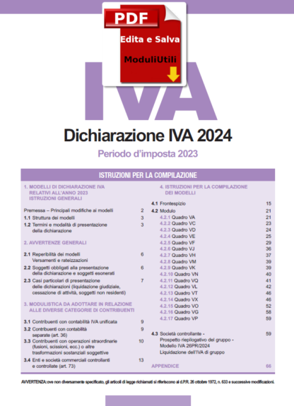 dichiarazione IVA 2024 editabile